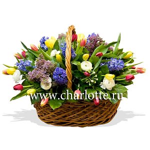 Корзина из весенних цветов