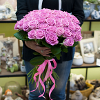 Букет из розовых роз (51 роза)