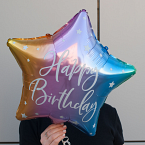 Фольгированный шар-звездочка "Happy birthday!"