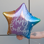 Фольгированный шар-звездочка "Happy birthday!"