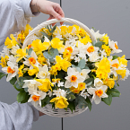 Цветочная композиция "Корзинка с нарциссами"
