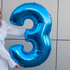 Воздушный шар надутый гелием цифра "3"