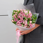 Букет цветов "Розовая альстромерия"