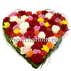 Сердце из роз  "Mix color"