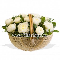 Корзина пионов "Белые пионы"