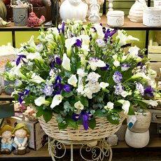 Корзина с каллами и дугими цветами "Волшебство"