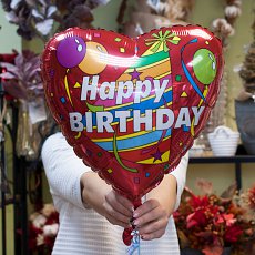 Фольгированный воздушный шарик-сердечко "Happy bithday"