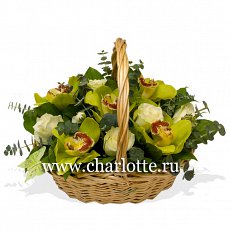 Корзина из роз и орхидей "Хьюстон"
