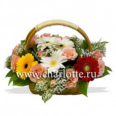 Корзинка цветов "Радуга"