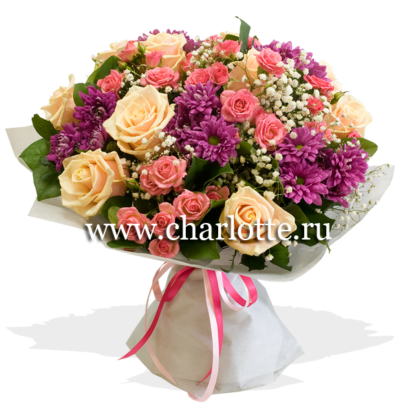 Букет цветов "Нежный сатин"