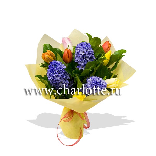 Букет цветов "Тюльпаны с гиацинтами"