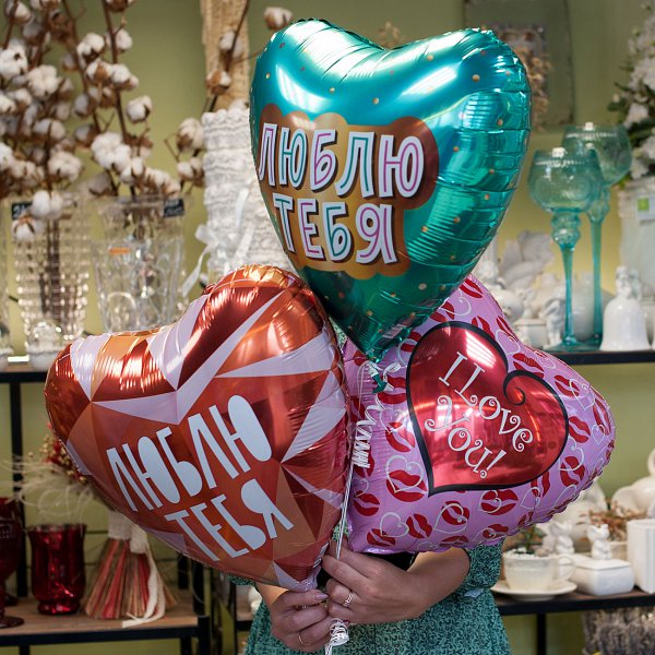 Фольгированные воздушные шары-сердечки