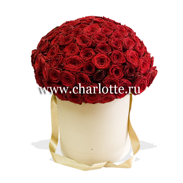 Букет из роз в шляпной коробке (101 роза) 