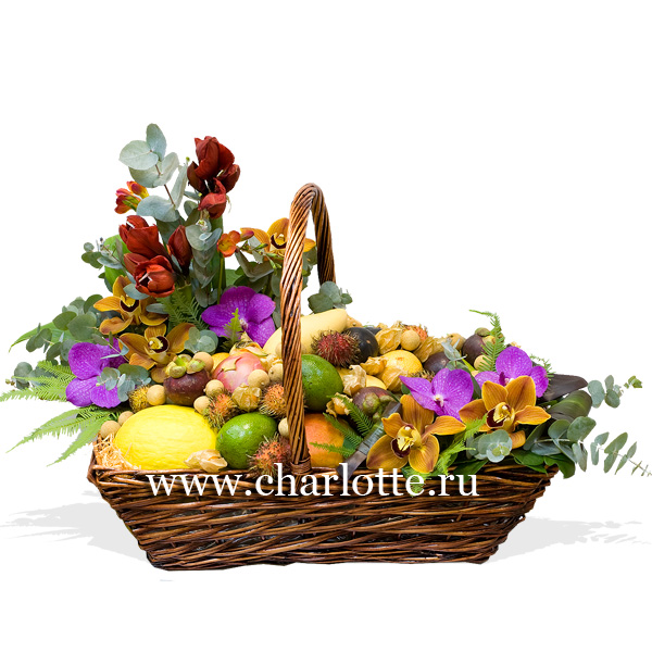 Корзина с фруктами и цветами "Экзотический Бангкок"