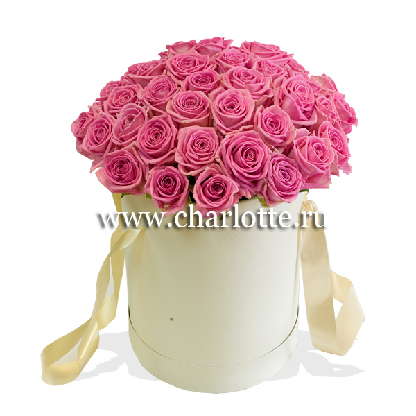 Букет роз в шляпной коробке (39, 51, 101 роза)