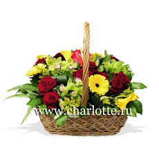 Заказать Корзина цветов "Жизнь полная красок" с доставкой в Charlotte.ru Корзина цветов "Жизнь полная красок"